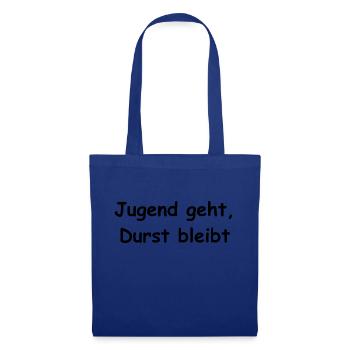 Jugend geht Durst bleibt, Männer, Bier, Party - Stoffbeutel - Royalblau - Vorne