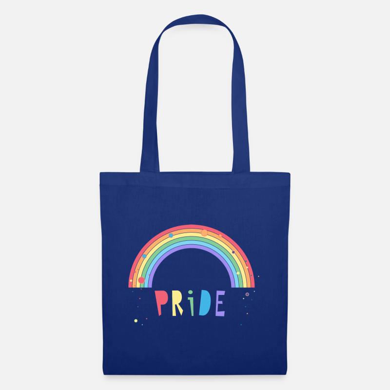 bunter Pride Schriftzug mit Regenbogen - Stoffbeutel - Royalblau