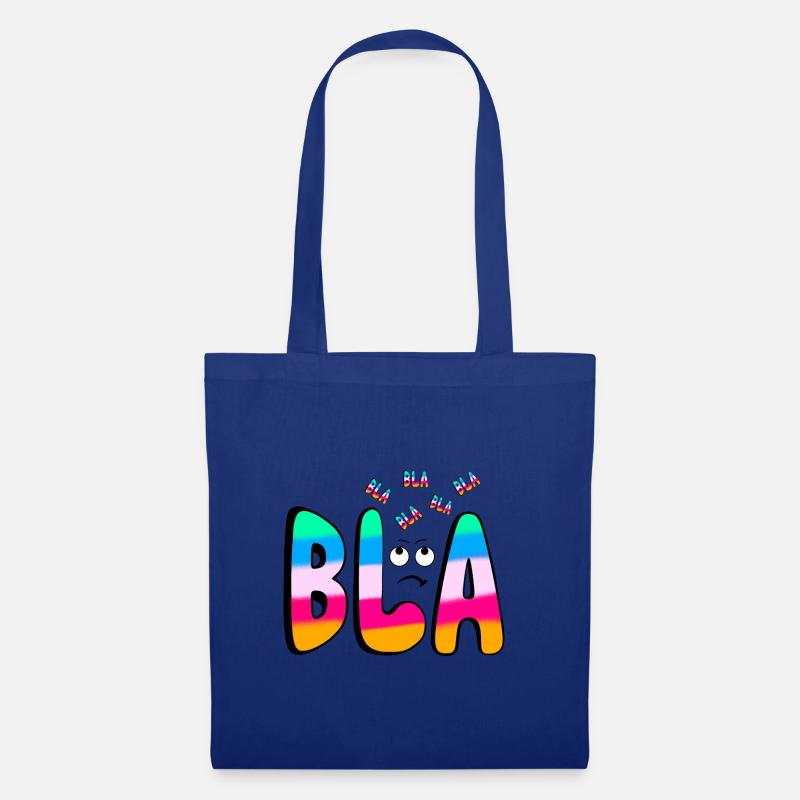 BLA BLA BLA Regenbogenschrift auf Schwarz - Stoffbeutel - Royalblau