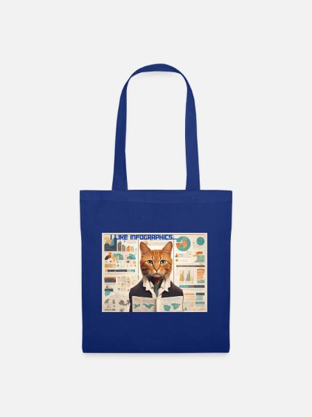 Infografik Katze - Stoffbeutel - Royalblau