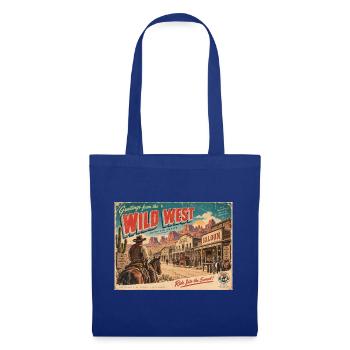 Grüße von der Wildwest-Retro-Postkarte - Stoffbeutel - Royalblau - Vorne