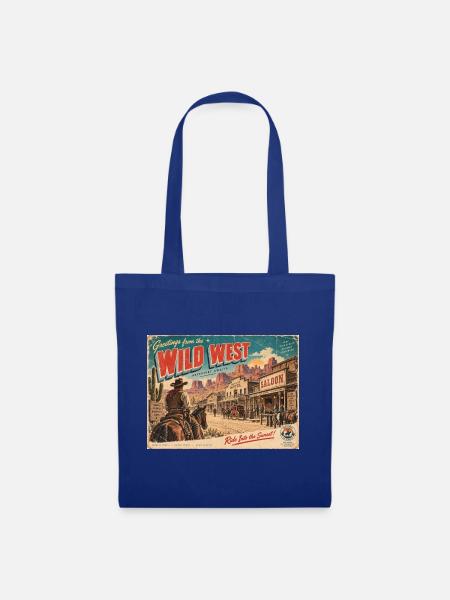 Grüße von der Wildwest-Retro-Postkarte - Stoffbeutel - Royalblau