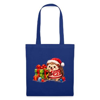 Niedlicher Igel Weihnachtsmann-hut - Stoffbeutel - Royalblau - Vorne