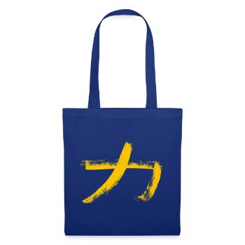 Kraft - Auf Japanisch / Kohle Schriftzeichen - Stoffbeutel - Royalblau - Vorne