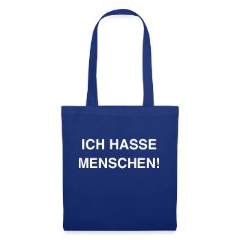 Ich hasse Menschen - Stoffbeutel - Royalblau - Vorne