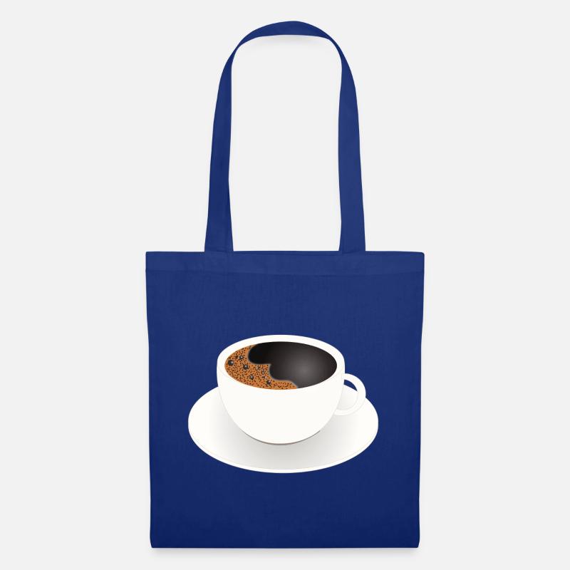 Schlichte Kaffeetasse mit schwarzem Kaffee Motiv - Stoffbeutel - Royalblau