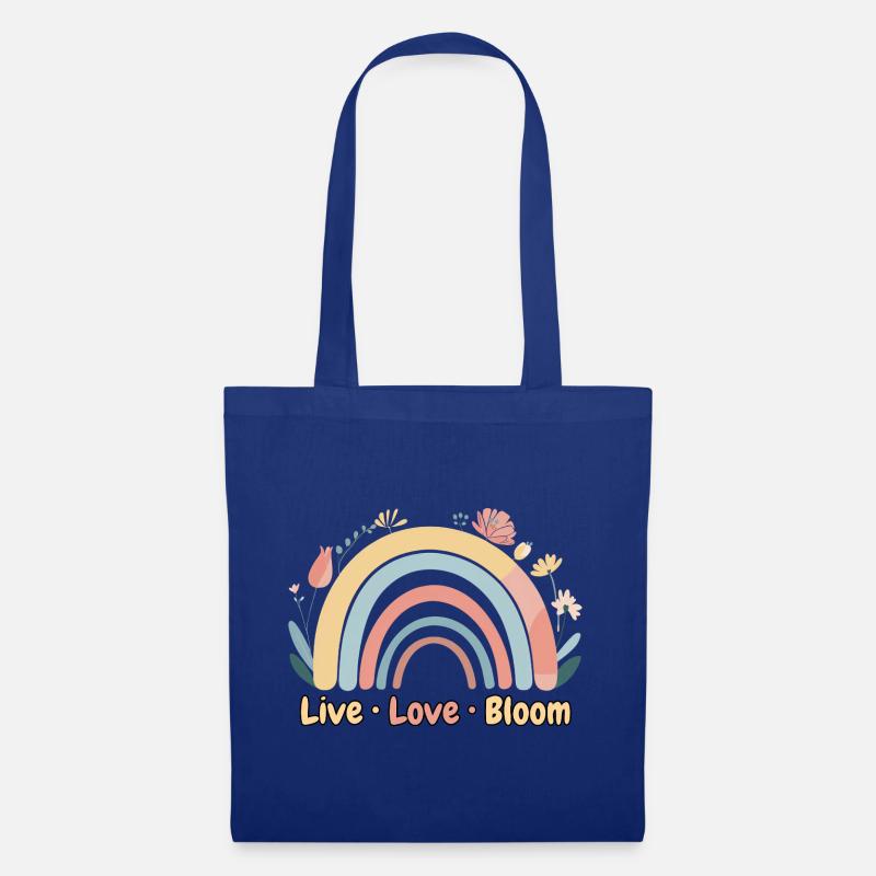 Pastel Floral Rainbow – Live Love Bloom - Stoffbeutel - Royalblau
