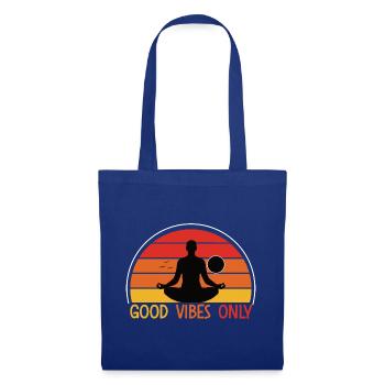 Meditativer Sonnenuntergang mit Yoga Silhouette - Stoffbeutel - Royalblau - Vorne