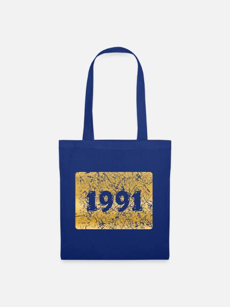 Zahl 1991 - Stoffbeutel - Royalblau