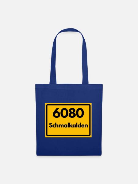 Alte Postleitzahl 6080 Schmalkalden | DDR - Stoffbeutel - Royalblau