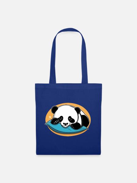 Panda Illustration - Stoffbeutel - Royalblau