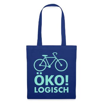 Öko!Logisch Design mit Fahrrad - Stoffbeutel - Royalblau - Vorne