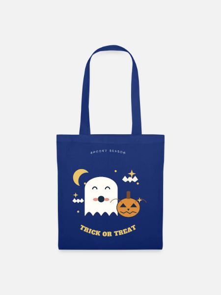 Geist und Kürbis: Spooky Season - Stoffbeutel - Royalblau