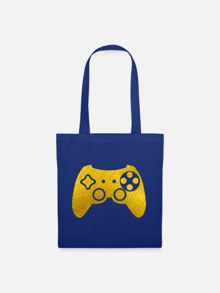 Goldenes Gamepad - Stoffbeutel - Royalblau