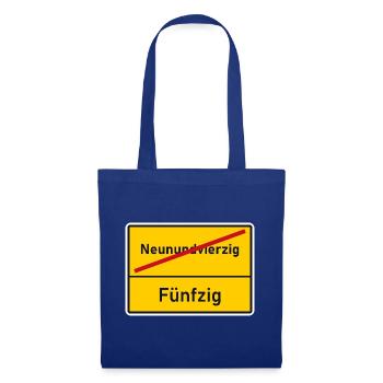 Ortsende Neunundvierzig - nächster Ort Fünfzig - Stoffbeutel - Royalblau - Vorne