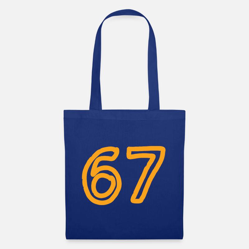 Nummer 67 in orange - Stoffbeutel - Royalblau