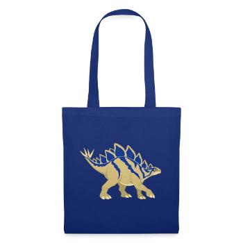 Blau gestreifter Stegosaurus im Vintage-Stil - Stoffbeutel - Royalblau - Vorne