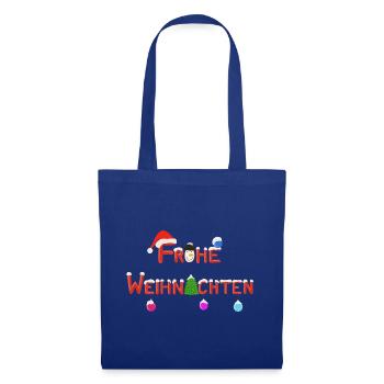 "Frohe Weihnachten" - Stoffbeutel - Royalblau - Vorne