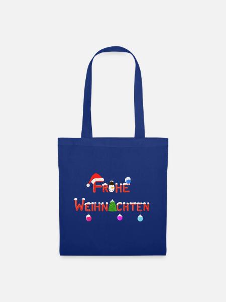"Frohe Weihnachten" - Stoffbeutel - Royalblau