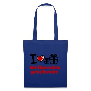 I Love Weihnachtsgeschenke  - Stoffbeutel - Royalblau - Vorne