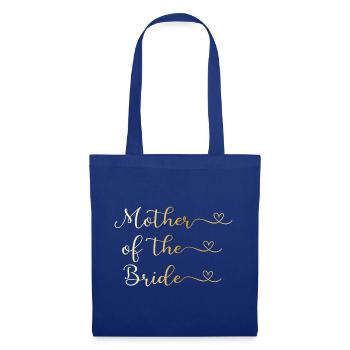 Mutter der Braut goldene Typografie mit Herz - Stoffbeutel - Royalblau - Vorne