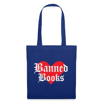 Verbotene Bücher Herz-Design - Stoffbeutel - Royalblau - Vorne