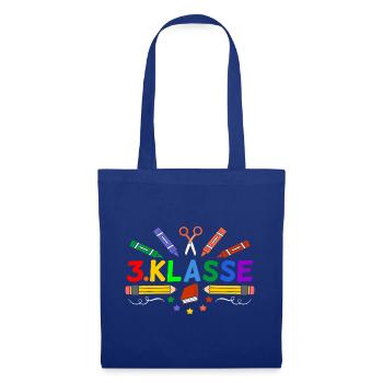 3.Klasse Geschenk Erster Schultag Schulanfang - Stoffbeutel - Royalblau - Vorne