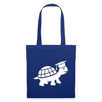 Tortue avec chapeau de doctorat Études de thèse - Sac en tissu - bleu royal - Devant