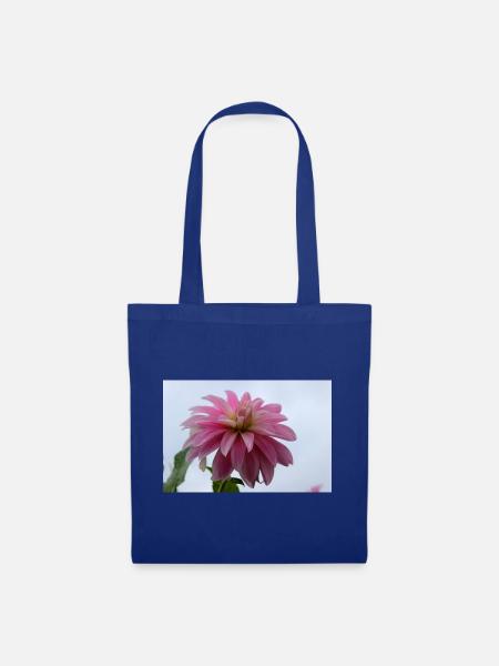 Dahlie pink rosa Blüte ,Blume - Stoffbeutel - Royalblau