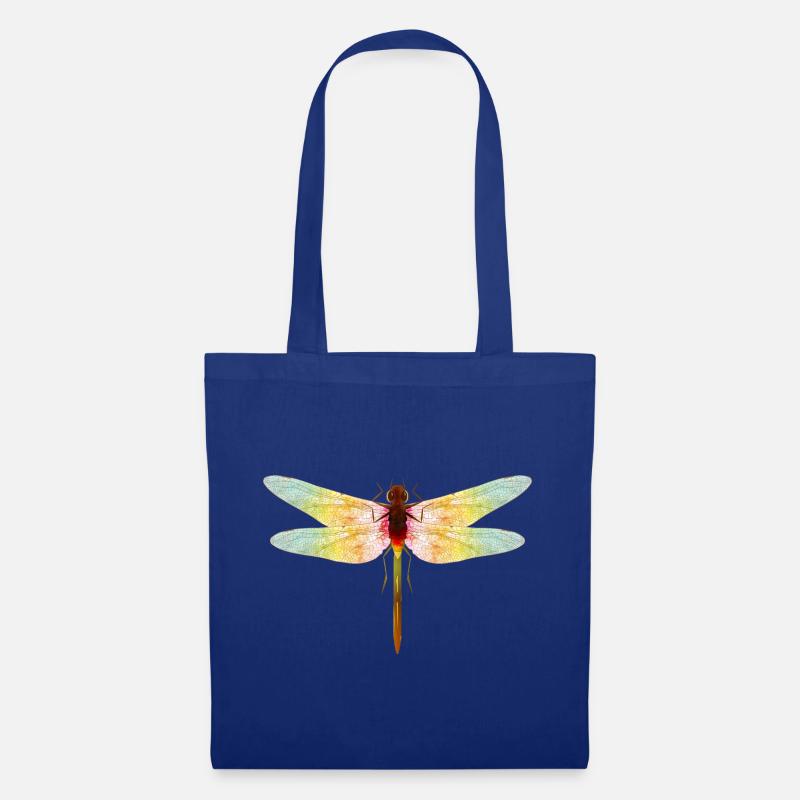 Schillernde Libelle – Filigranes Insektenmotiv - Stoffbeutel - Royalblau