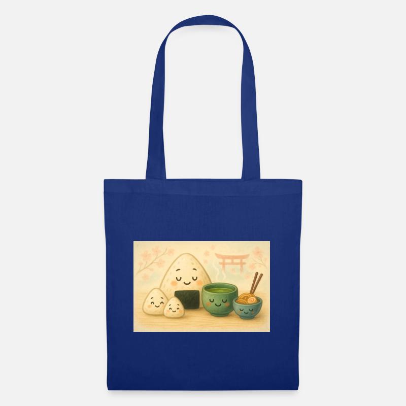 Kawaii Reisbällchen mit Tee Torii - Stoffbeutel - Royalblau