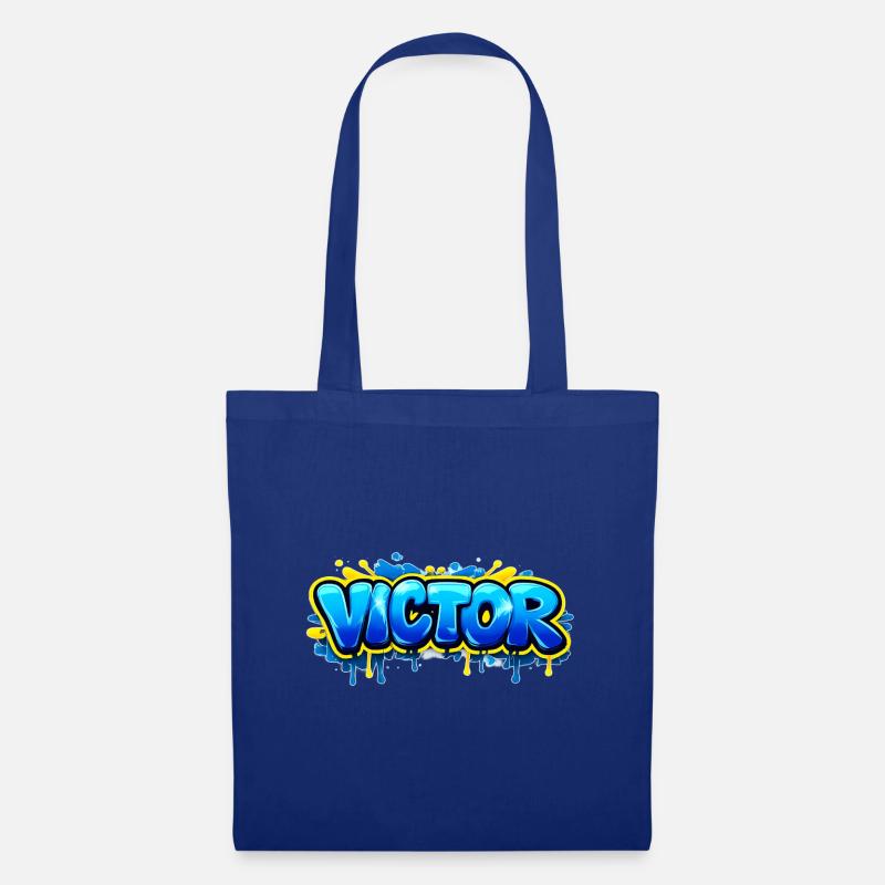 VICTOR GRAFFITI NAME FÜR PERFEKTES GESCHENK DRUCKBAR - Stoffbeutel - Royalblau