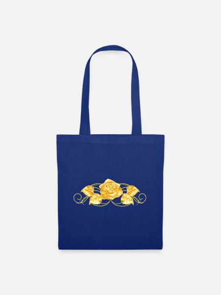 NEU – Leben in voller Blüte – Golden Rose Elegance. - Stoffbeutel - Royalblau