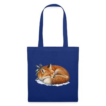 Roter Fuchs rollte sich unter dem ersten Schnee zusammen - Stoffbeutel - Royalblau - Vorne