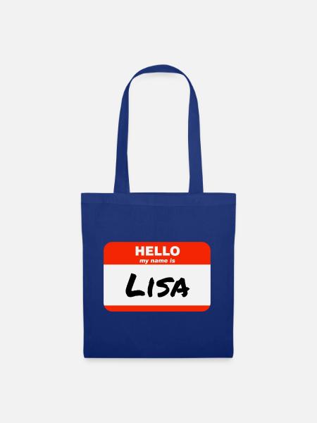 Hello My Name Is Lisa Etikett Namensschild - Stoffbeutel - Royalblau