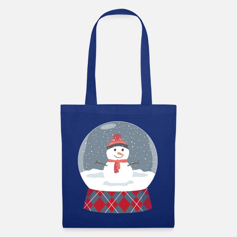 Glaskugel mit Schneemann - Stoffbeutel - Royalblau
