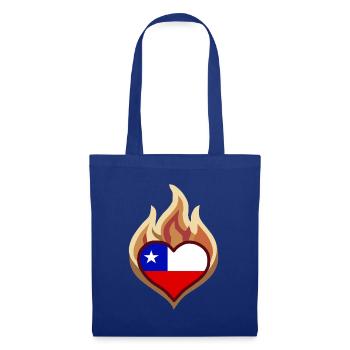 Flammenherz Chile Flagge - Stoffbeutel - Royalblau - Vorne