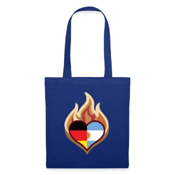 Flammendes Deutschland Argentinien Herz - Stoffbeutel - Royalblau - Vorne