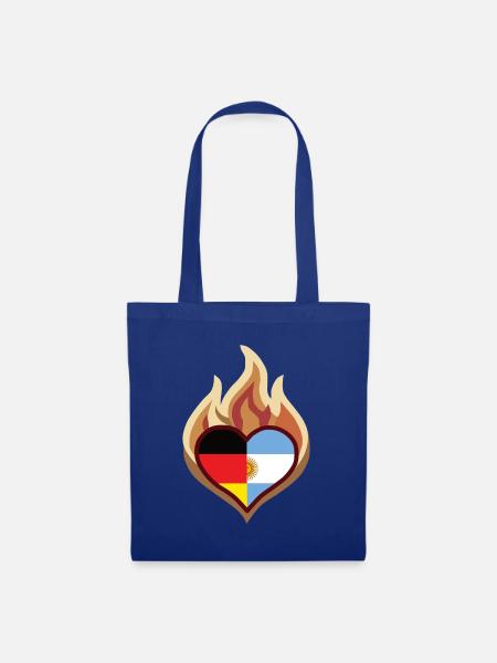 Flammendes Deutschland Argentinien Herz - Stoffbeutel - Royalblau