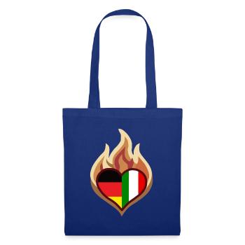 Flammendes Herz Deutschland und Italien - Stoffbeutel - Royalblau - Vorne