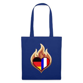 Flammenherz Deutsch Französische Flagge - Stoffbeutel - Royalblau - Vorne