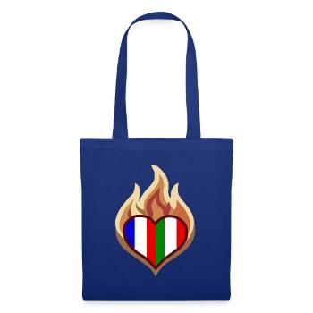 Flammendes Trikoloreherz Frankreich und Italien - Stoffbeutel - Royalblau - Vorne