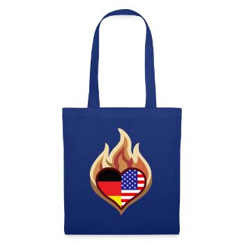 Feuerherz Flaggenfusion Deutschland USA - Stoffbeutel - Royalblau - Vorne