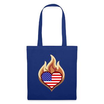 Flammenherz USA Flagge - Stoffbeutel - Royalblau - Vorne