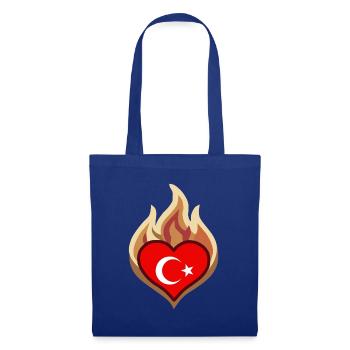 Flammenherz Türkei Flagge - Stoffbeutel - Royalblau - Vorne