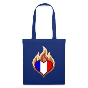 Flammenherz mit Frankreichflagge - Stoffbeutel - Royalblau - Vorne