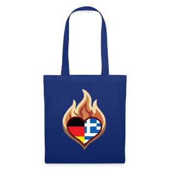 Griechenland Deutschland Flammenherz - Stoffbeutel - Royalblau - Vorne