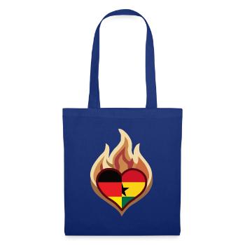Deutschland Ghana Flammenherz - Stoffbeutel - Royalblau - Vorne