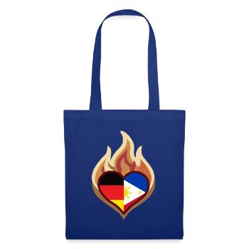 Herz in Flammen: Deutschland Philippinen - Stoffbeutel - Royalblau - Vorne