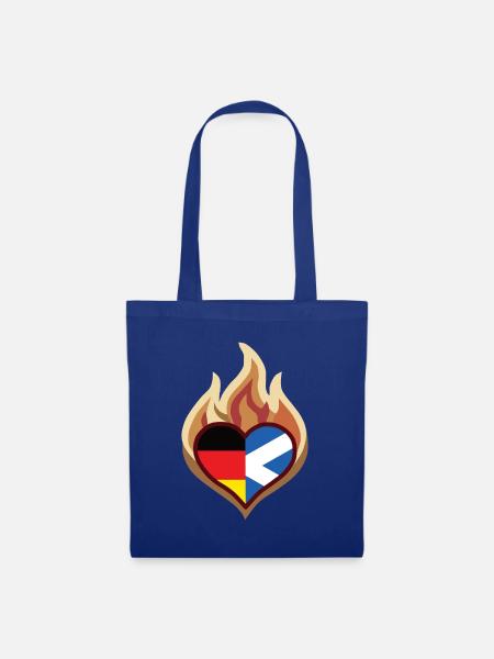 Flammenherz Deutsch-Schottische Leidenschaft - Stoffbeutel - Royalblau